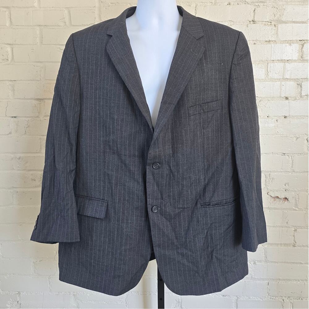 Joseph & Feiss International 100% Wool Charcoal Pinstripe Suit Jacket Blazer